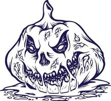 assustador monstro zumbi face abóbora logotipo ilustrações monocromático vetor