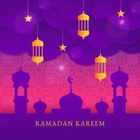 desenho ramadan kareem em estilo de corte de papel vetor