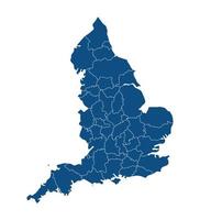 Inglaterra mapa com azul administração regiões mapa vetor