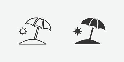 ilustração vetorial de guarda-chuva no símbolo do ícone de praia vetor