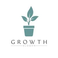 crescimento vetor logotipo Projeto. plantar dentro Panela logotipo. jardinagem logotipo modelo.