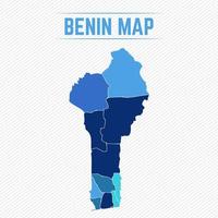 mapa detalhado de benin com cidades vetor