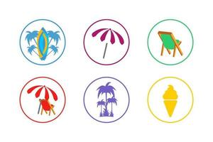 conjunto de ícones coloridos de verão vetor