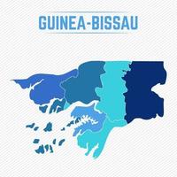 mapa detalhado da Guiné-Bissau com regiões vetor