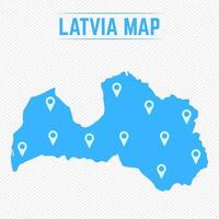 mapa simples da letônia com ícones do mapa vetor