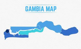 mapa detalhado de gambia com cidades vetor