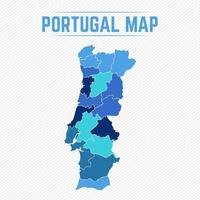 mapa detalhado de portugal com estados vetor