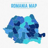mapa detalhado da romênia com estados vetor