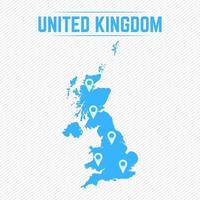 mapa simples do Reino Unido com ícones de mapa vetor