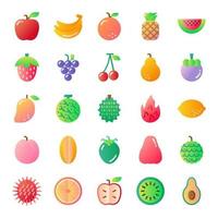 ícones de vetor de gradiente de frutas