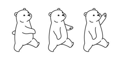 Urso vetor polar Urso procriar andar ilustração personagem desenho animado rabisco branco