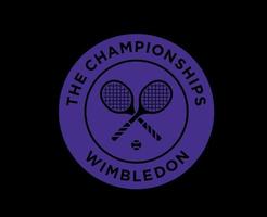 Wimbledon tênis símbolo roxa logotipo a campeonatos aberto torneio Projeto vetor abstrato ilustração com Preto fundo
