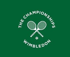 a campeonatos Wimbledon símbolo branco logotipo torneio aberto tênis Projeto vetor abstrato ilustração com verde fundo
