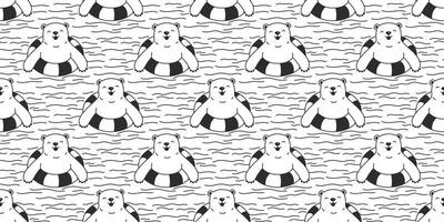 Urso desatado padronizar vetor polar Urso natação piscina anel isolado papel de parede fundo Urso de pelúcia branco