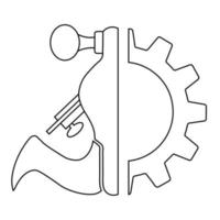 ilustração de plano de bloco plano no ícone de engrenagem vetor
