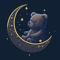 Urso de pelúcia Urso em lua ilustração vetor Arquivo