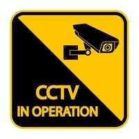 câmera de cctv label.black sinal de vigilância por vídeo em fundo branco. Ilustração em vetor