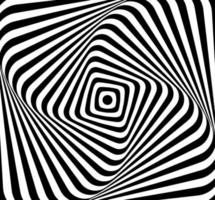 Preto e branco ótico ilusão distorcido ondulação onda efeito quadrado linhas espiral vetor fundo