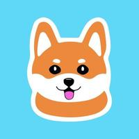 fofa kawaii Shiba inu personagem vetor adesivo, pastel cores.