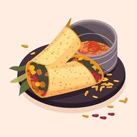 Masala dosa com sambhar ilustração, sul Índia favorito Comida vetor