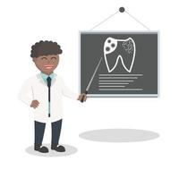 dentista africano dando apresentação em formação Projeto personagem em branco fundo vetor