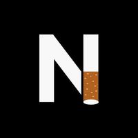 carta n fumaça logotipo conceito com cigarro ícone. tabaco logotipo vetor