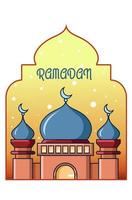 ilustração dos desenhos animados da mesquita em ramadan mubarak vetor