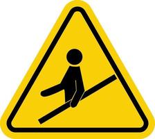 grade placa. Atenção placa usar corrimão. amarelo triângulo placa com ícone humano segurando para corrimão. Cuidado, escadaria, escadas rolantes e comovente passarelas. corrimão placa. vetor
