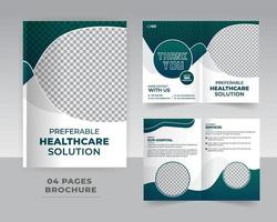 4 página médico ou cuidados de saúde folheto modelo Projeto vetor