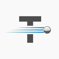 carta t golfe logotipo Projeto. inicial hóquei esporte Academia sinal, clube símbolo vetor