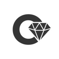 carta o diamante logotipo Projeto. joalheria logotipo com diamante ícone vetor modelo