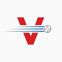 inicial carta v beisebol logotipo com comovente beisebol ícone vetor