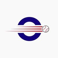 inicial carta o beisebol logotipo com comovente beisebol ícone vetor