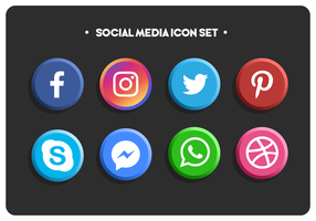 Conjunto de ícones simples colorido de mídias sociais vetor