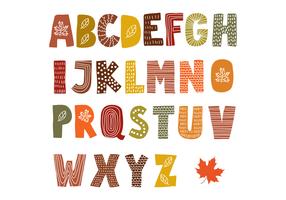 Mão desenhada alfabeto de outono vetor