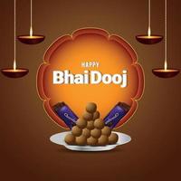 Festival indiano de cartão de comemoração do feliz bhai dooj com elementos criativos do vetor