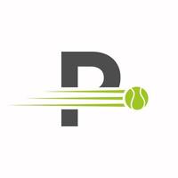 inicial carta p tênis logotipo. tênis Esportes logótipo símbolo modelo vetor