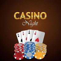 jogo de casino online com cartas criativas, fichas de casino com efeito de texto dourado vetor