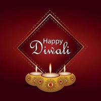 feliz diwali convite cartão diwali festival da luz com criativo diwali diya vetor