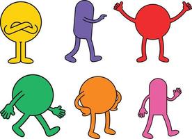 conjunto do colorida desenho animado personagens com diferente emoções. mão desenhado vetor ilustração.