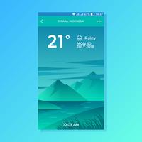 Vetor de Design de tela do App de clima de fundo de Lago chuvoso