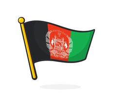 desenho animado ilustração do bandeira do Afeganistão em mastro de bandeira vetor