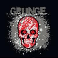 sinal gótico com crânio, camisetas com design vintage grunge vetor