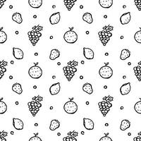 padrão de frutas sem costura. fundo de doodle com ícones de frutas. fundo de frutas vetor