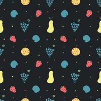 padrão de frutas sem costura. fundo de doodle com ícones de frutas. fundo de frutas vetor