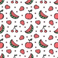 padrão de frutas sem costura. fundo de doodle com ícones de frutas. fundo de frutas vetor