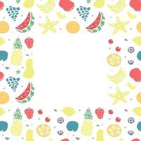 desatado fruta quadro. rabisco fundo com fruta ícones. fruta fundo vetor