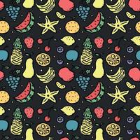 padrão de frutas sem costura. fundo de doodle com ícones de frutas. fundo de frutas vetor