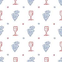 padrão de vinho sem costura. ilustração vetorial doodle com vinho e uva. padrão com vinho vetor