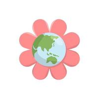 planeta terra floração. flor flor com a globo dentro a Centro. vetor ilustração.